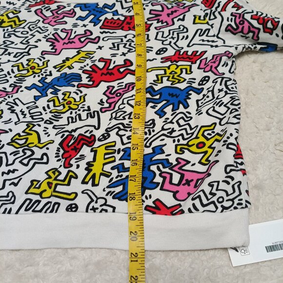 Keith Haring Forever 21 Women's 80s White Crop Graphic Pop Art long sleeve shirt - Picture 5 of 8